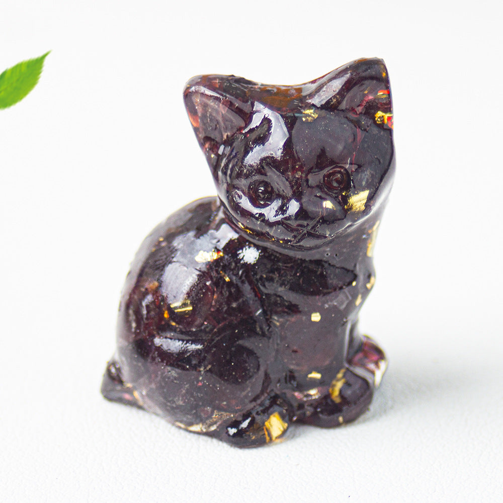 Wholesale Natural crystal gravel cute cat ornaments